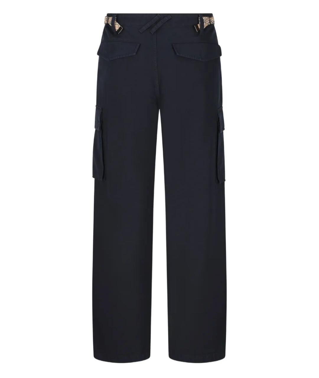 BURBERRY Синие хлопковые повседневные брюки, фото 2