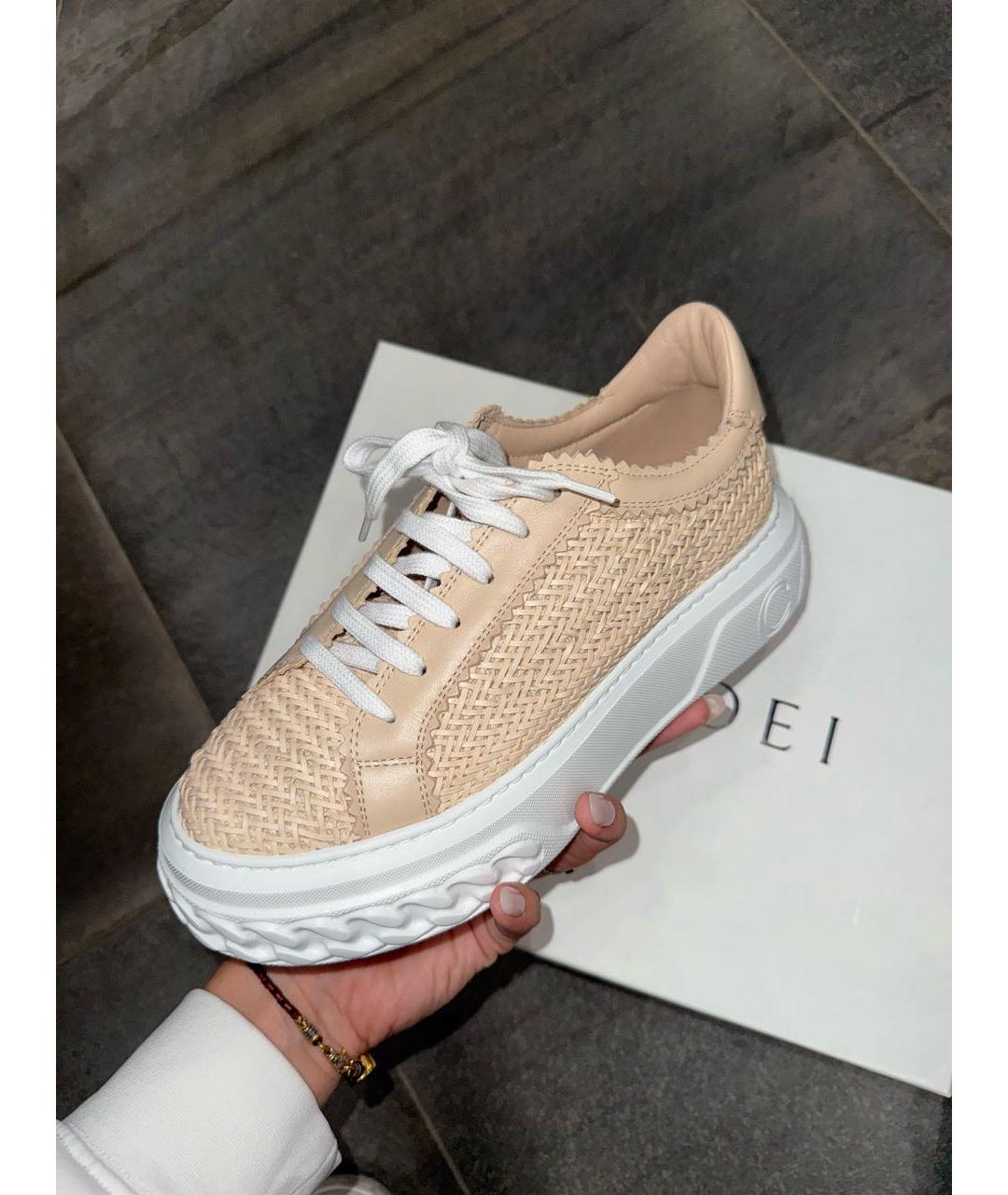 CASADEI Бежевые кожаные кеды, фото 6