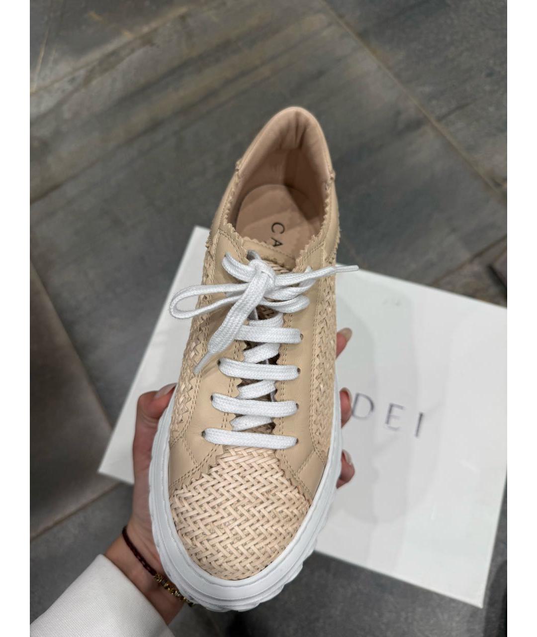 CASADEI Бежевые кожаные кеды, фото 2