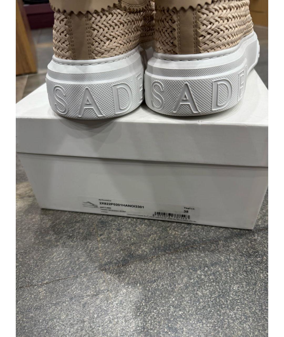 CASADEI Бежевые кожаные кеды, фото 4