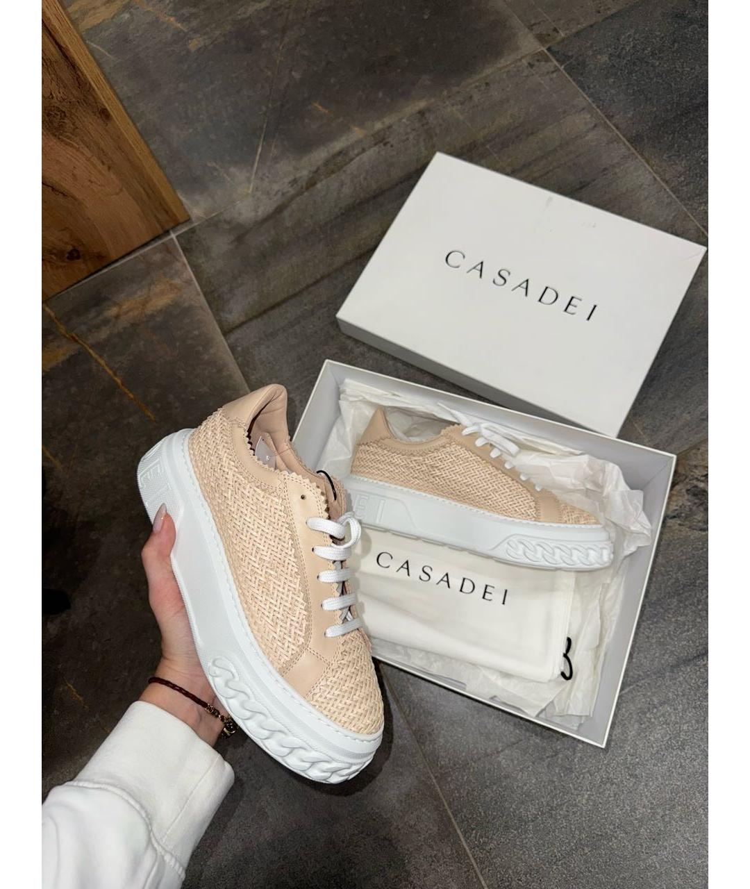 CASADEI Бежевые кожаные кеды, фото 3