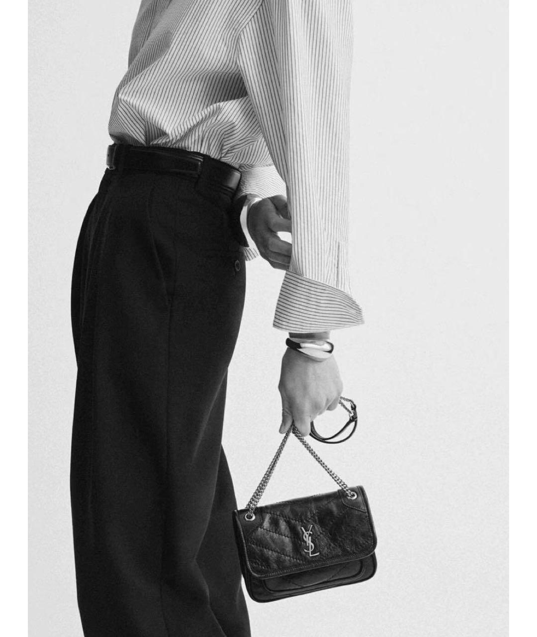 SAINT LAURENT Черная кожаная сумка через плечо, фото 2