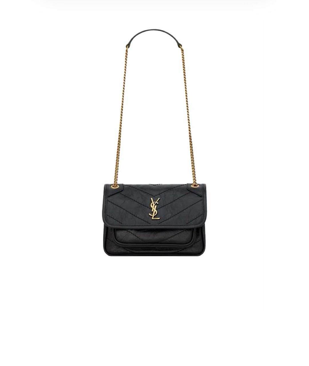 SAINT LAURENT Черная кожаная сумка через плечо, фото 5