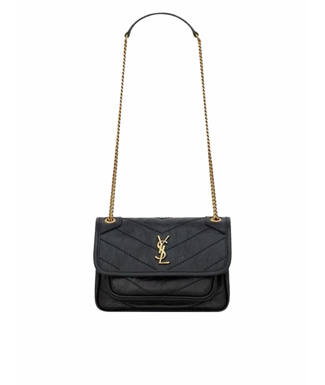 SAINT LAURENT Черная кожаная сумка через плечо, фото 1