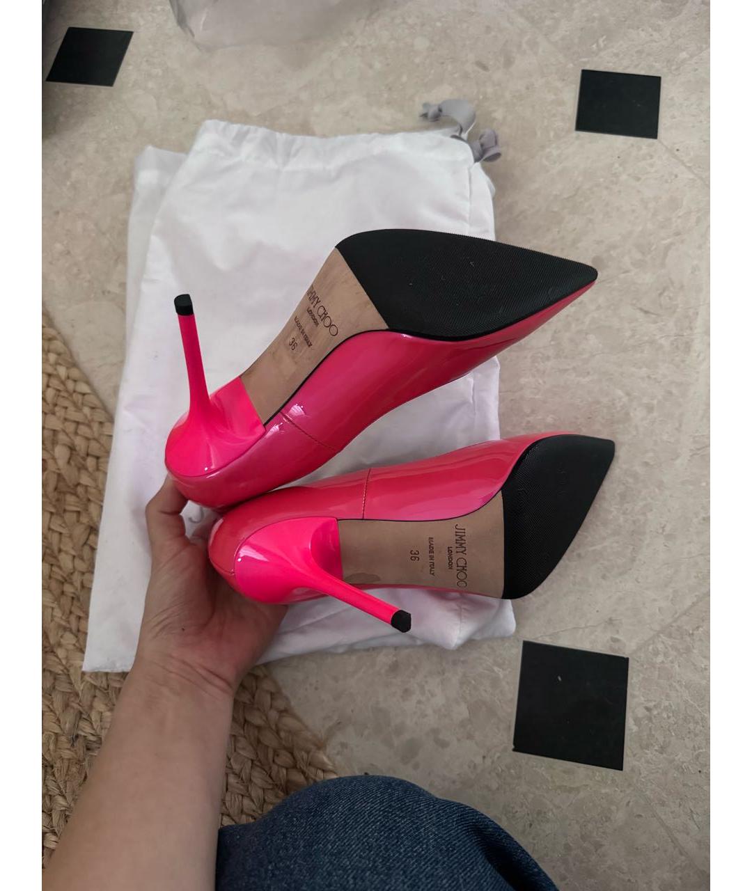 JIMMY CHOO Розовые туфли из лакированной кожи, фото 4