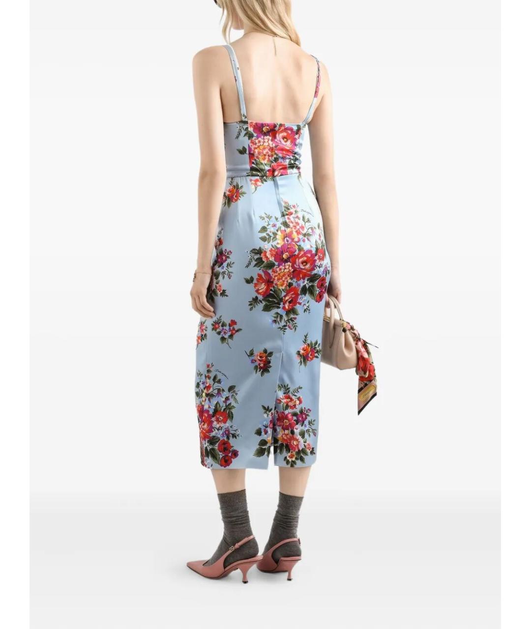 DOLCE&GABBANA Голубое вискозное коктейльное платье, фото 4