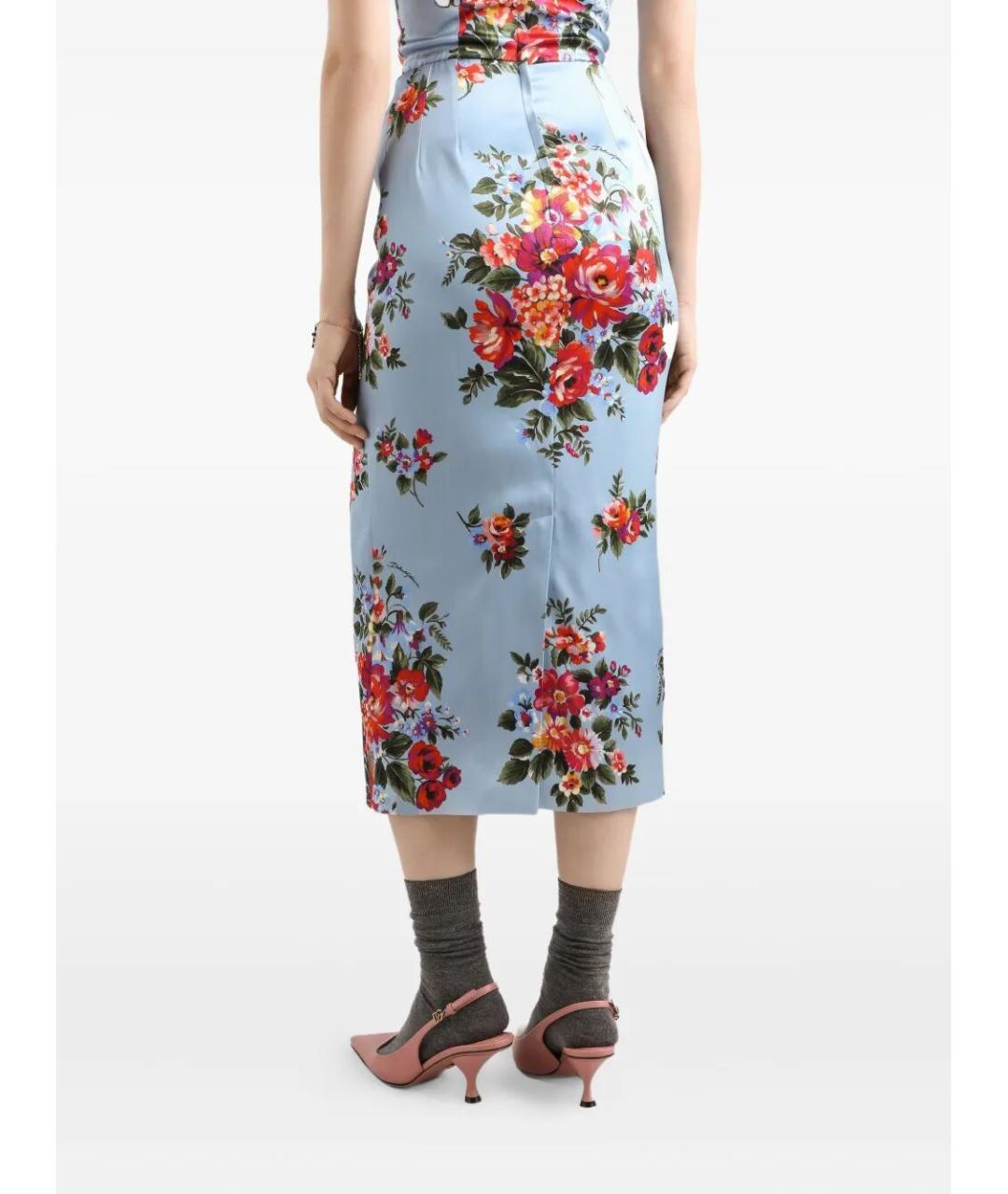 DOLCE&GABBANA Голубое вискозное коктейльное платье, фото 3