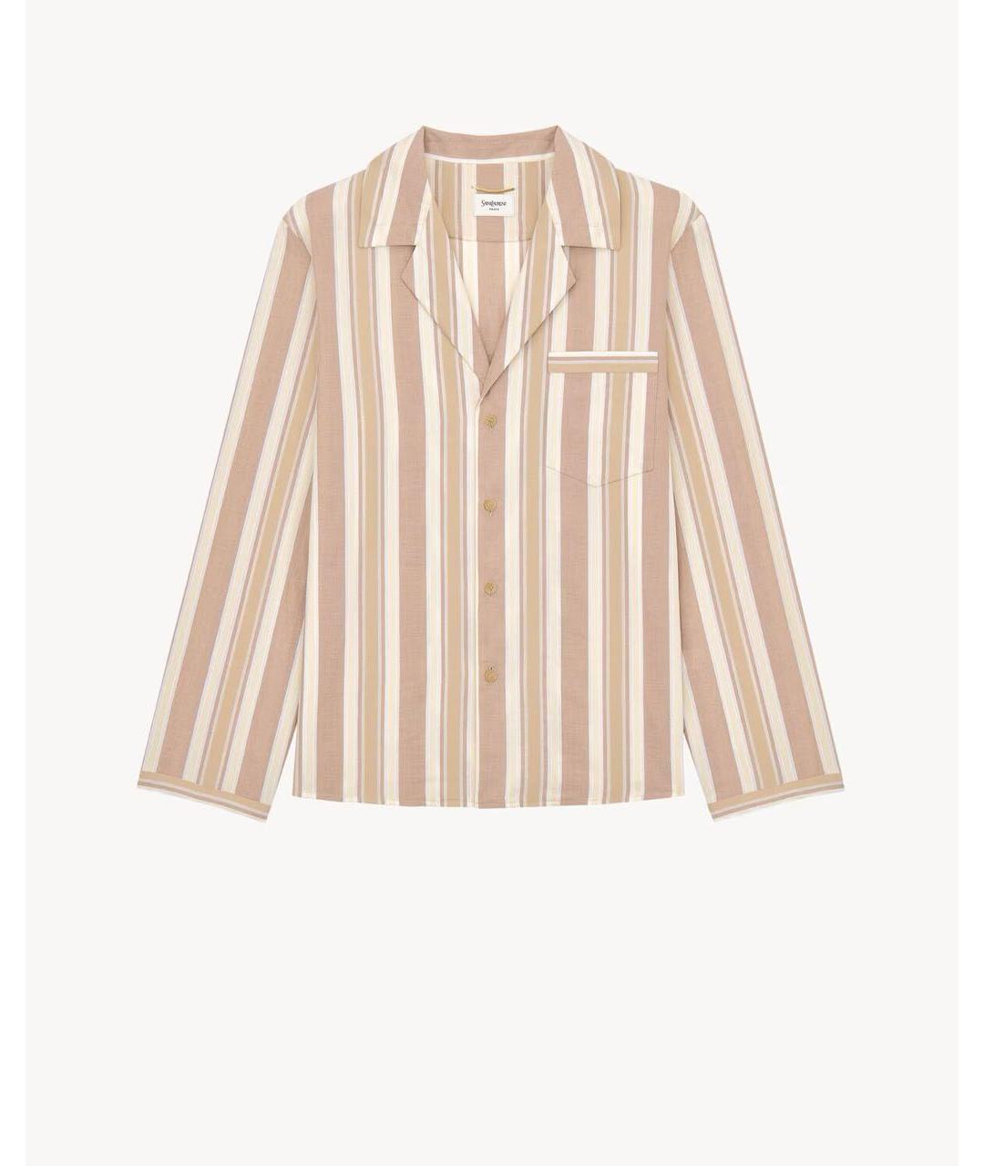 SAINT LAURENT Бежевая хлопковая рубашка, фото 6