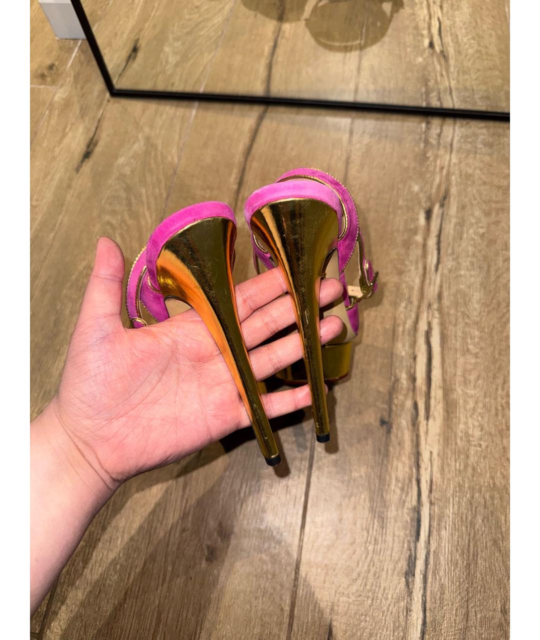 CHARLOTTE OLYMPIA Розовые замшевые босоножки, фото 6