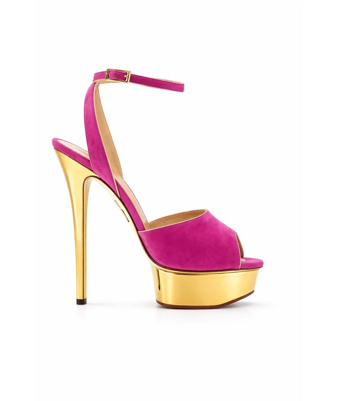 CHARLOTTE OLYMPIA Розовые замшевые босоножки, фото 9