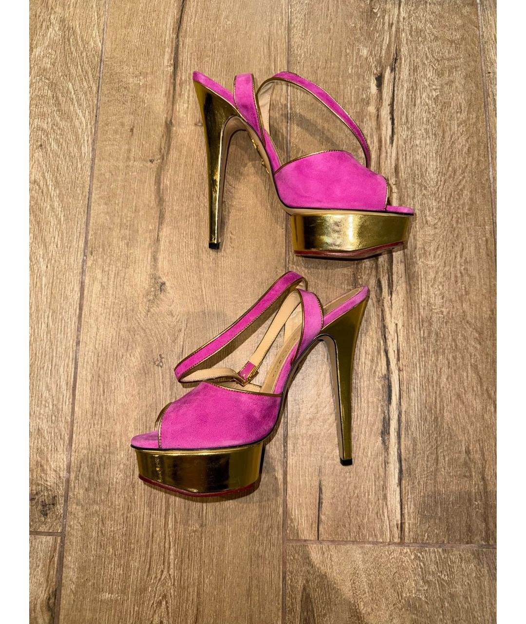 CHARLOTTE OLYMPIA Розовые замшевые босоножки, фото 3