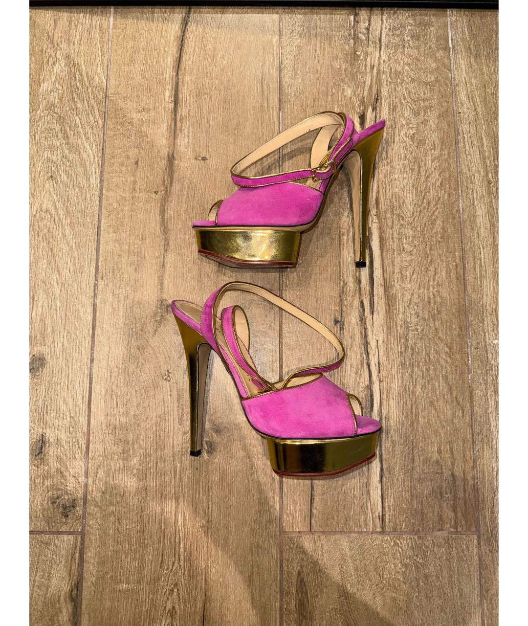 CHARLOTTE OLYMPIA Розовые замшевые босоножки, фото 4