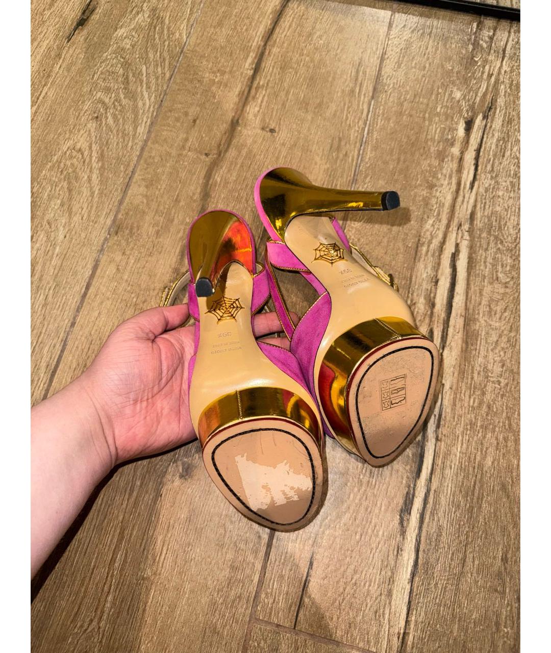 CHARLOTTE OLYMPIA Розовые замшевые босоножки, фото 8