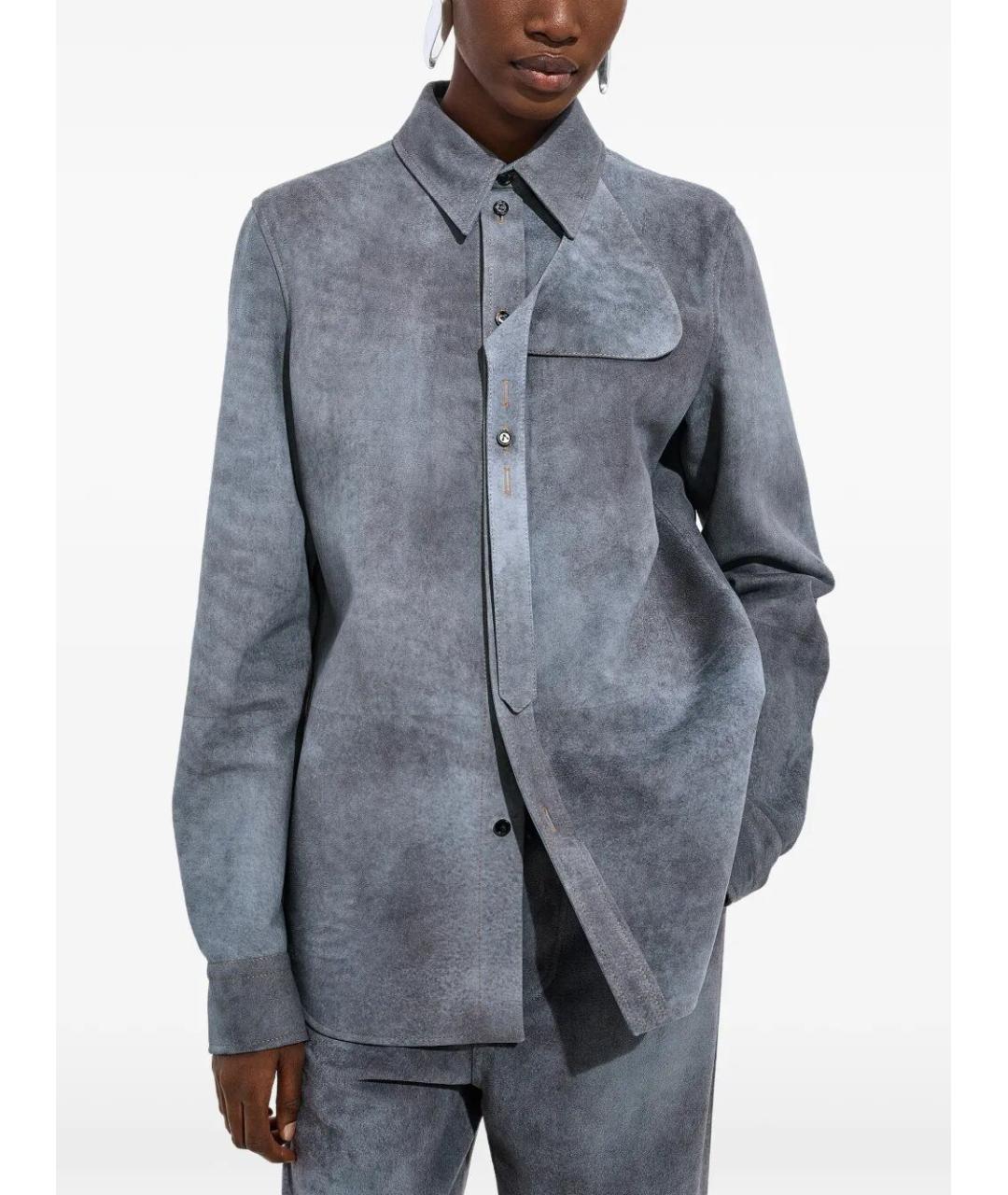 BOTTEGA VENETA Голубая замшевая рубашка, фото 5