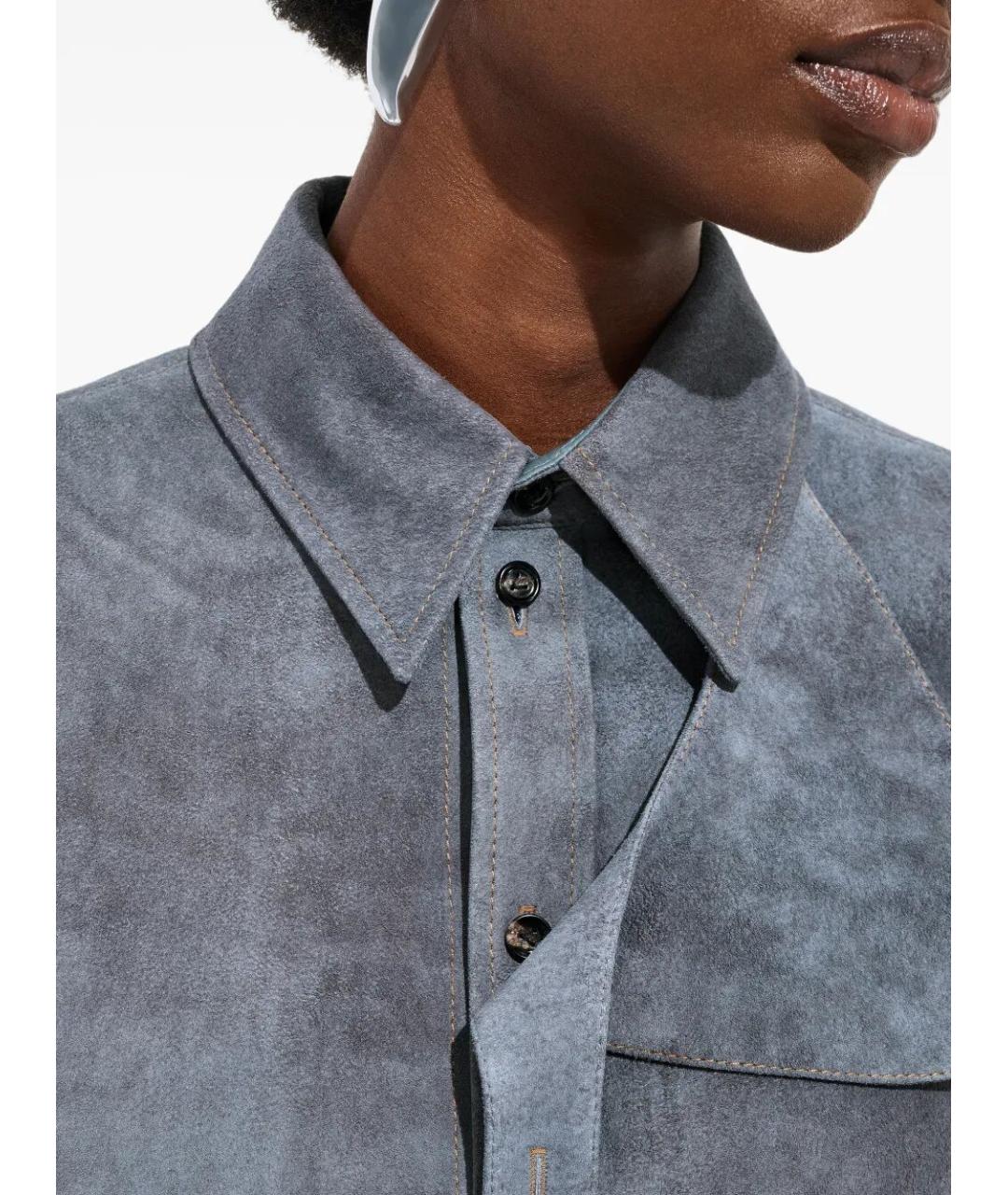 BOTTEGA VENETA Голубая замшевая рубашка, фото 6