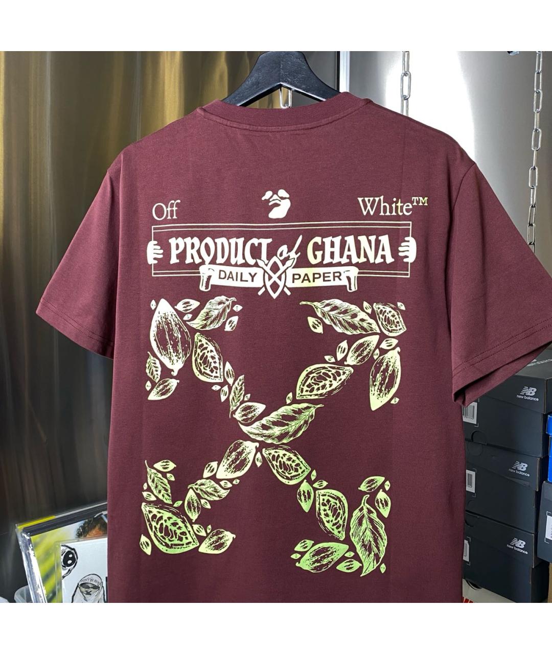 OFF-WHITE Коричневая хлопковая футболка, фото 5