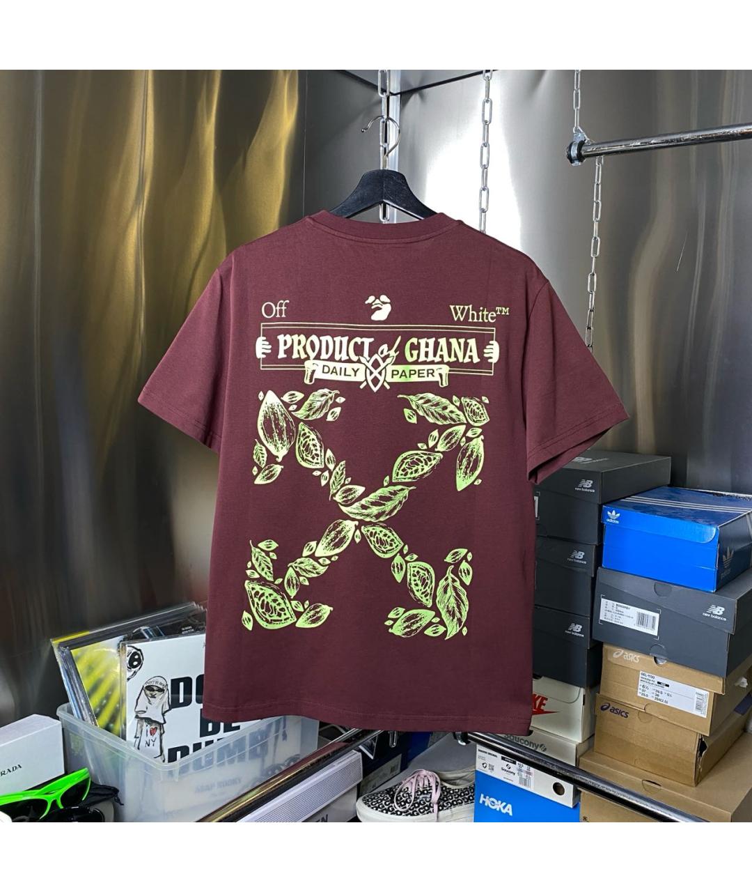 OFF-WHITE Коричневая хлопковая футболка, фото 2