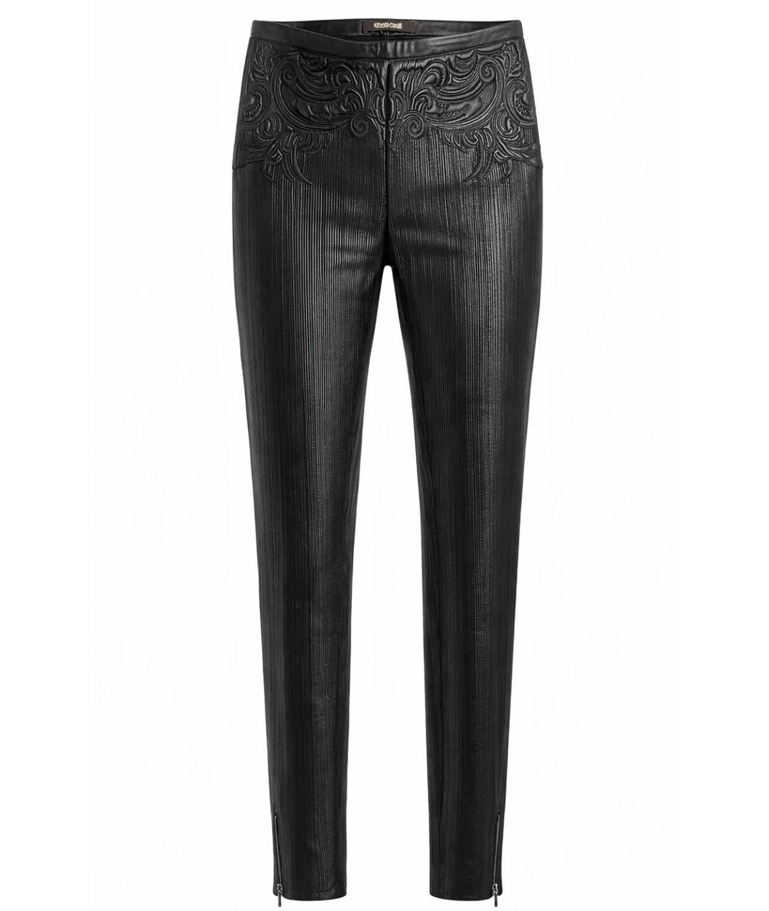 ROBERTO CAVALLI Черные кожаные брюки узкие, фото 10