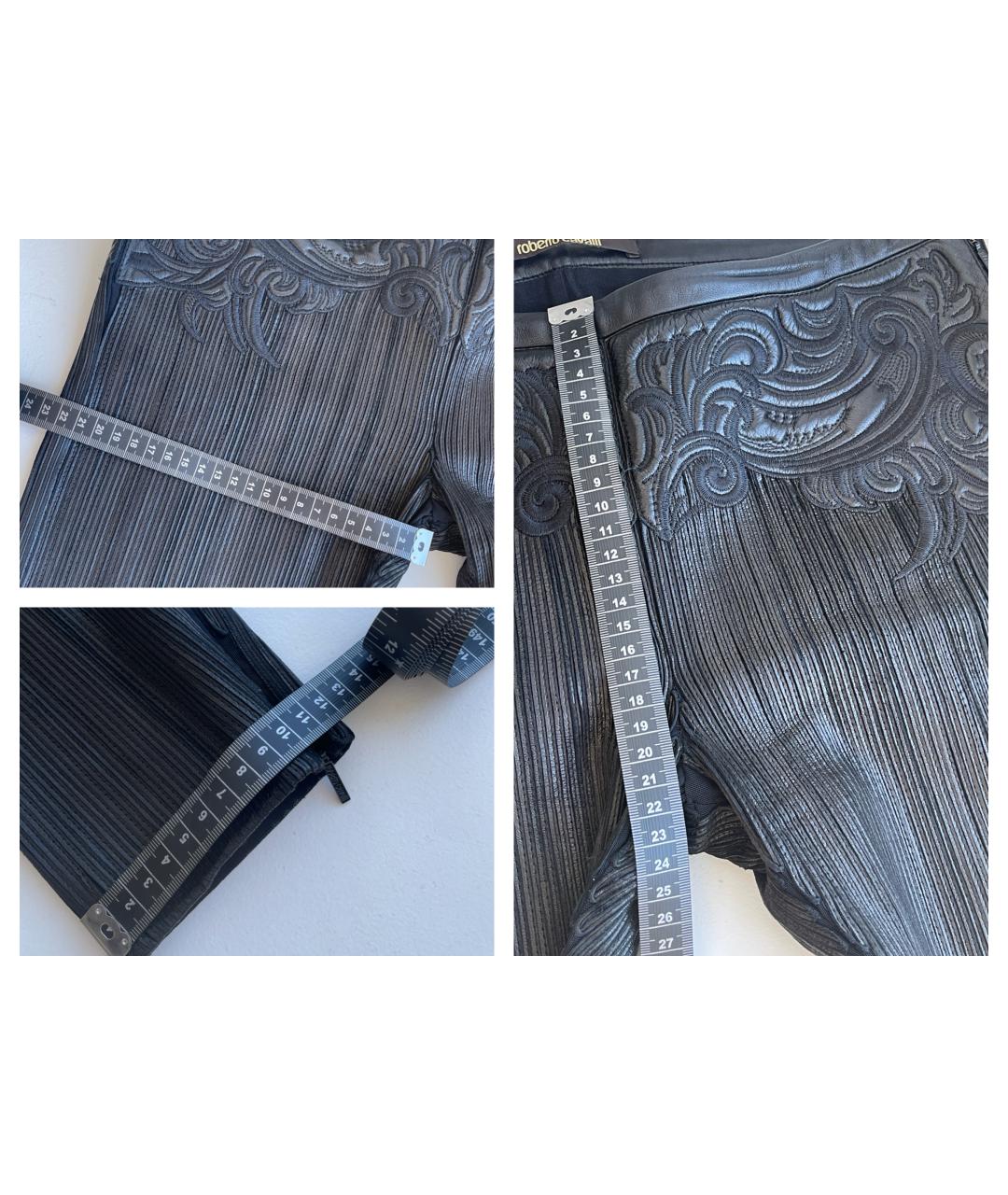 ROBERTO CAVALLI Черные кожаные брюки узкие, фото 9