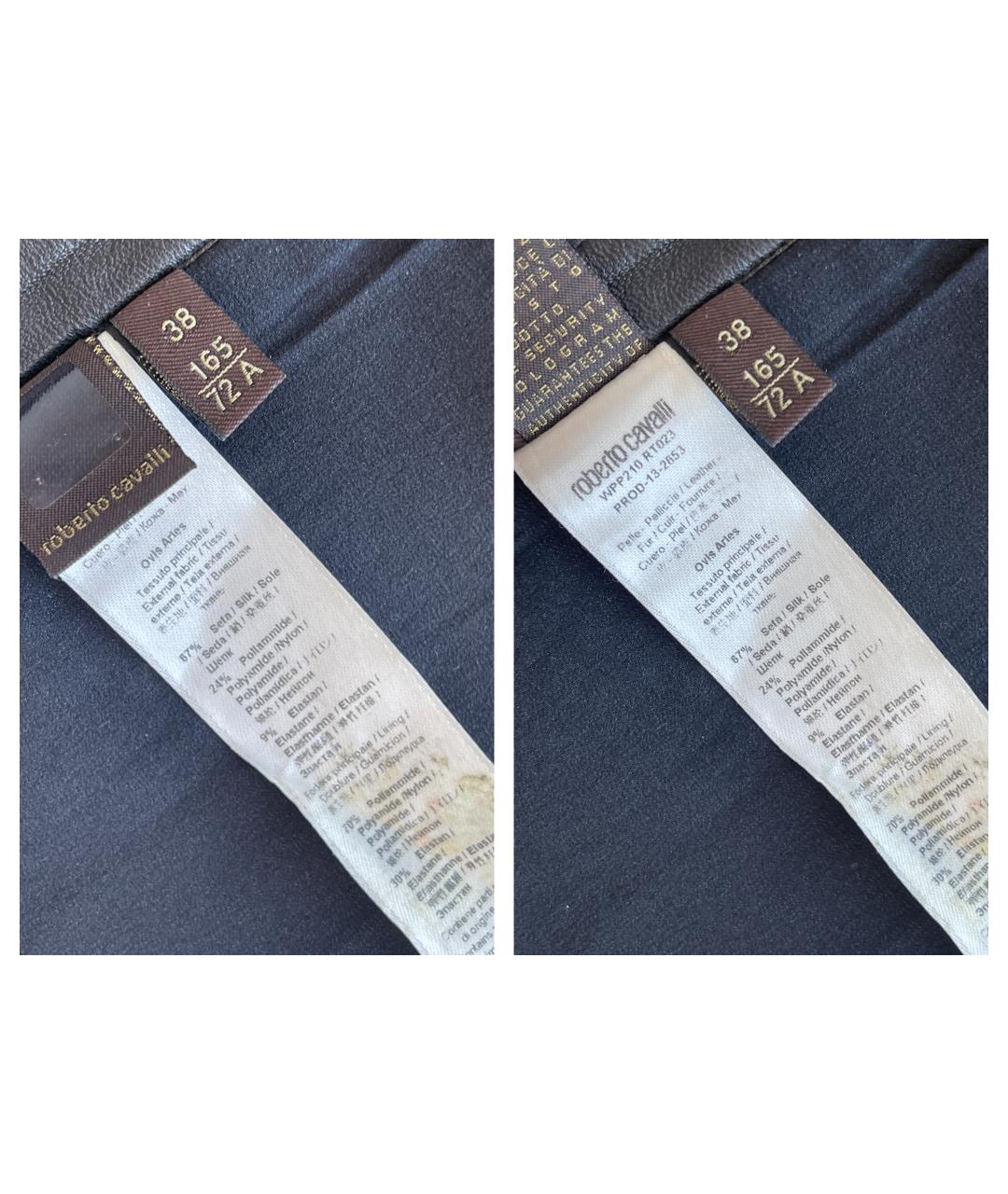 ROBERTO CAVALLI Черные кожаные брюки узкие, фото 5