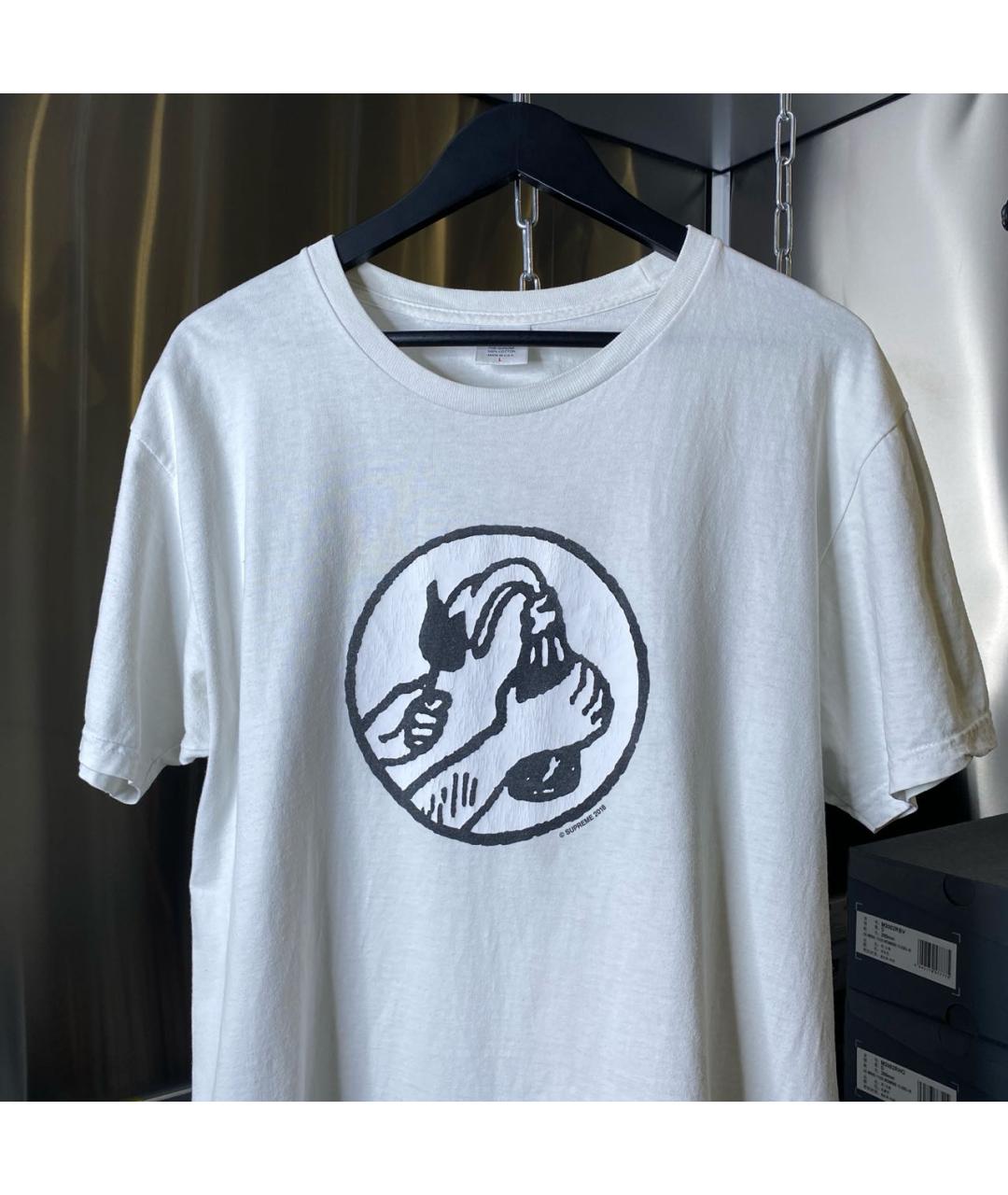 SUPREME Белая хлопковая футболка, фото 2