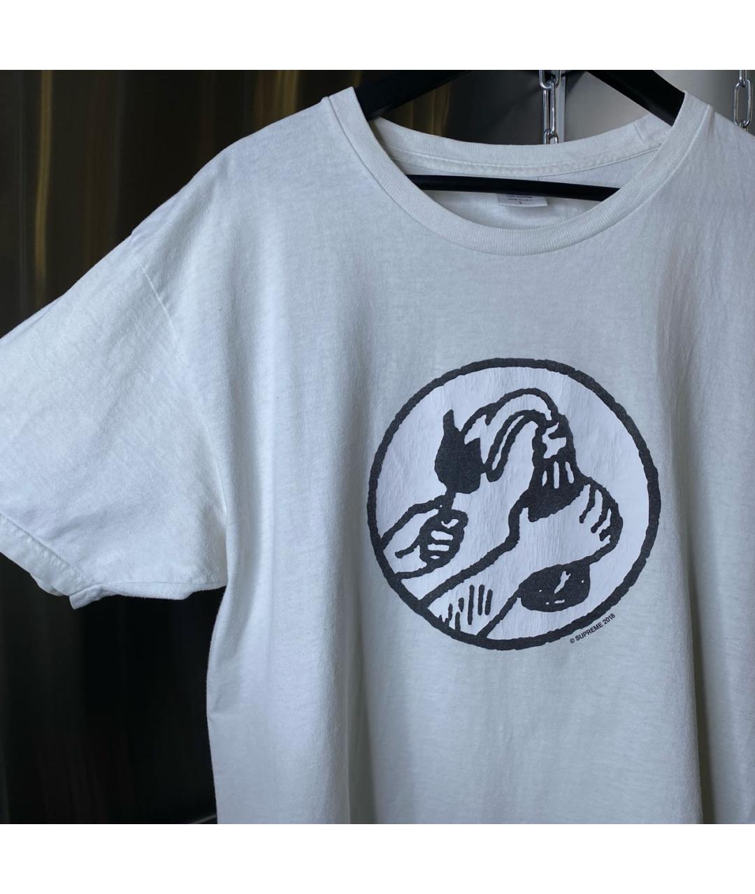 SUPREME Белая хлопковая футболка, фото 4