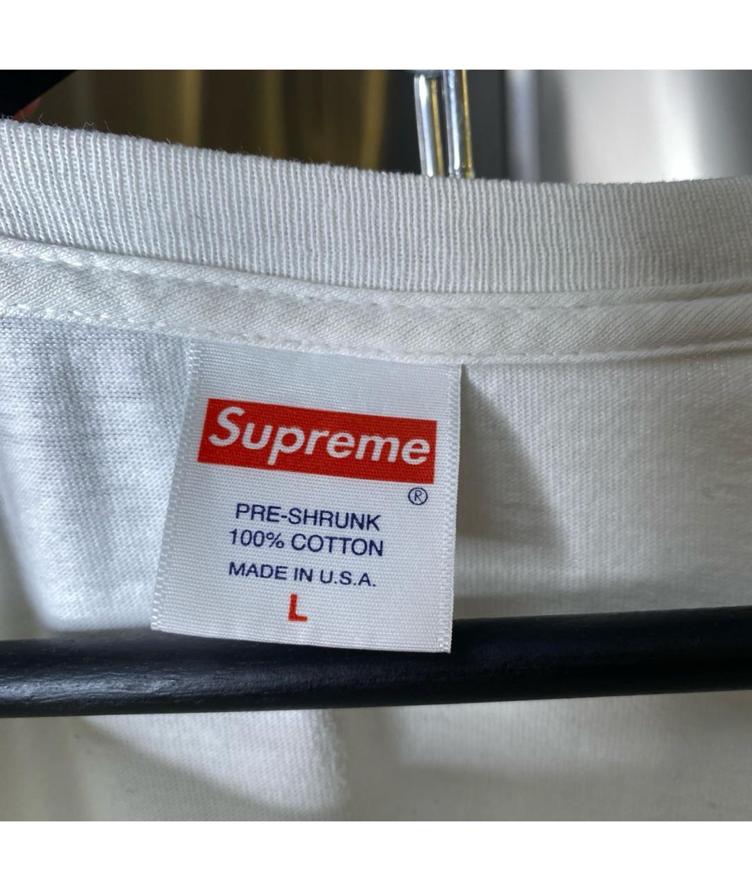 SUPREME Белая хлопковая футболка, фото 7