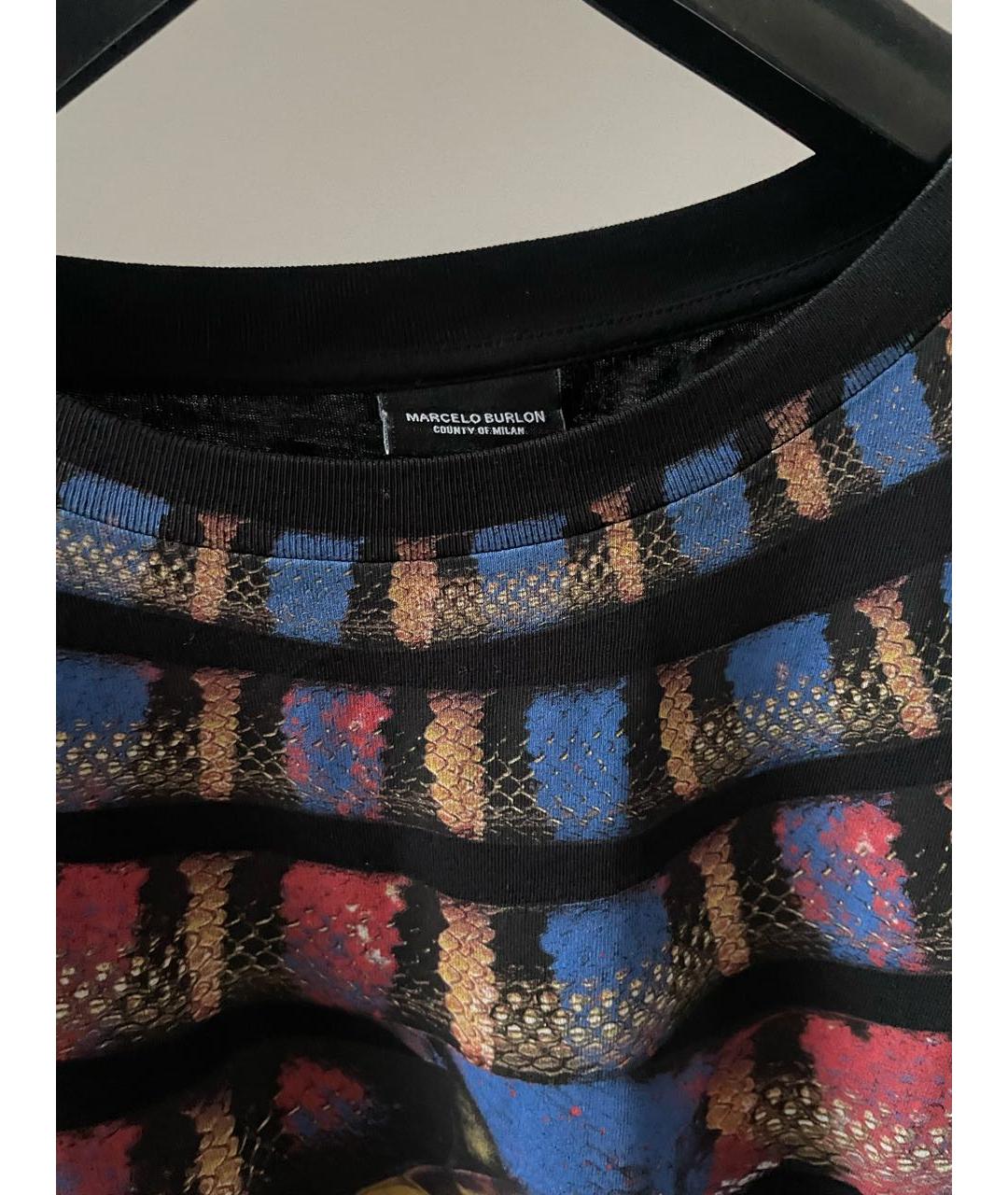 MARCELO BURLON Черная хлопковая футболка, фото 3