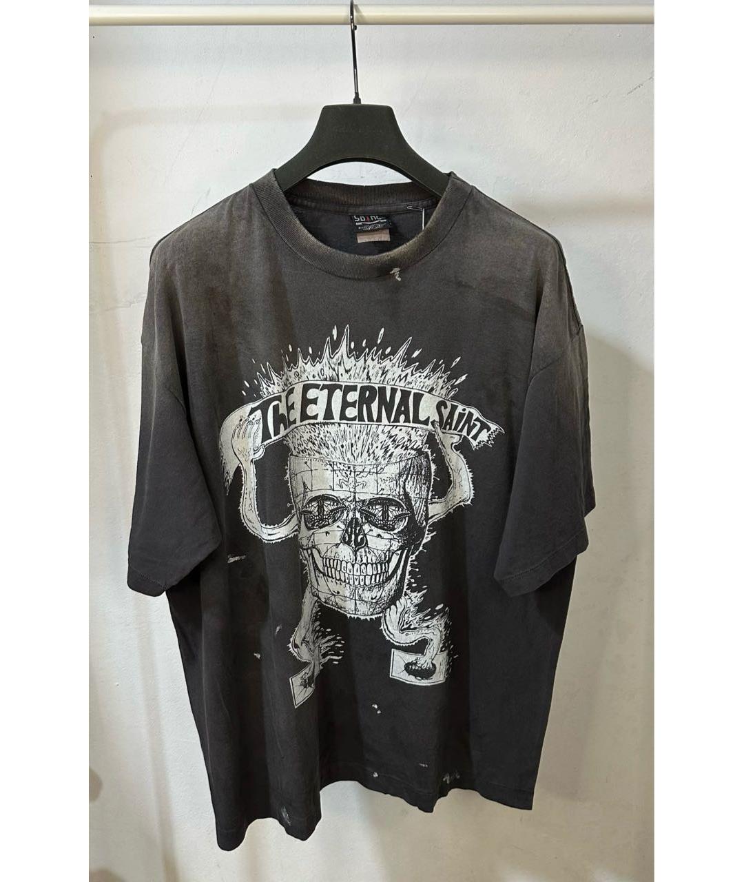 Saint Michael Черная хлопковая футболка, фото 4