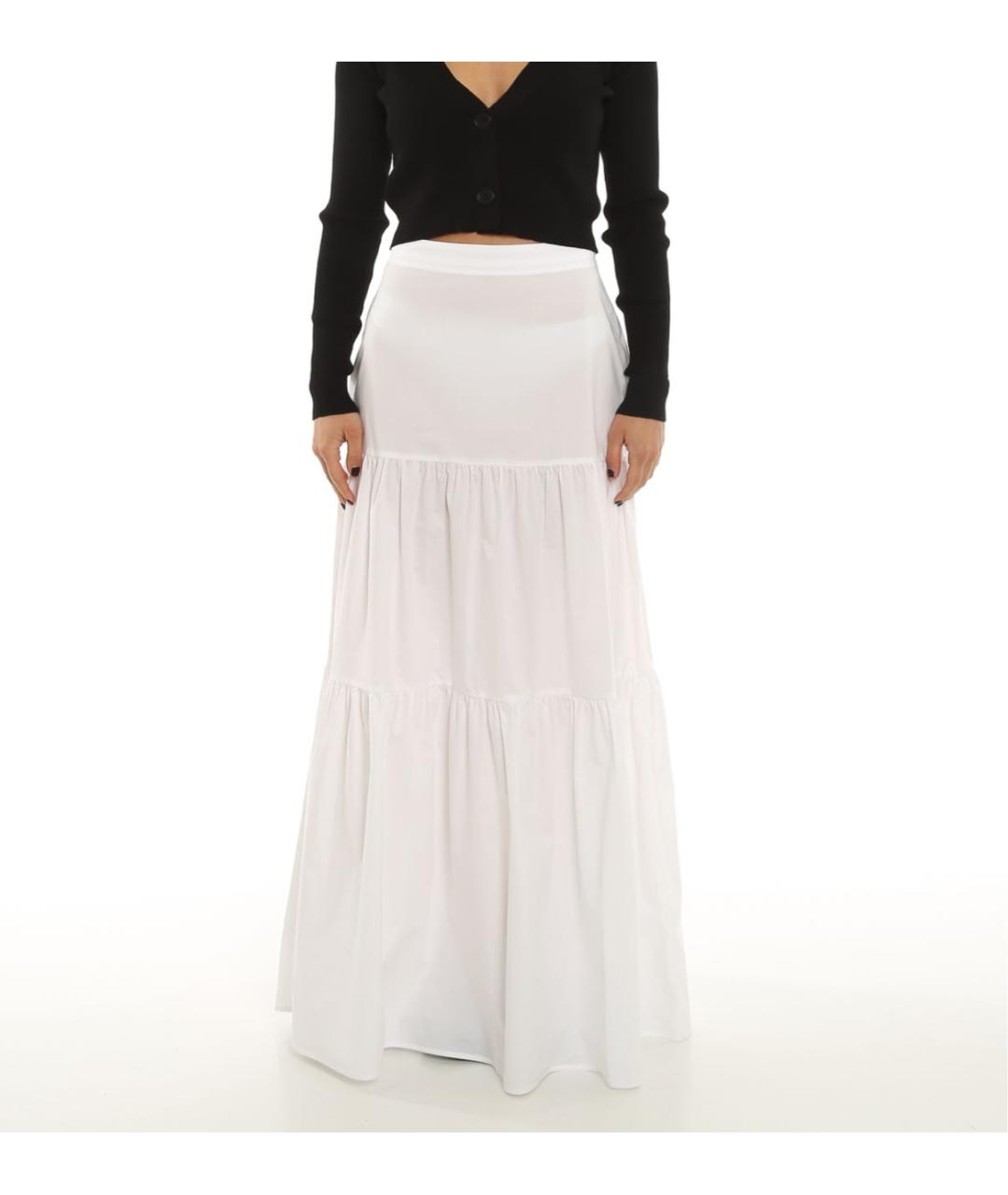 PINKO Белая хлопковая юбка макси, фото 4