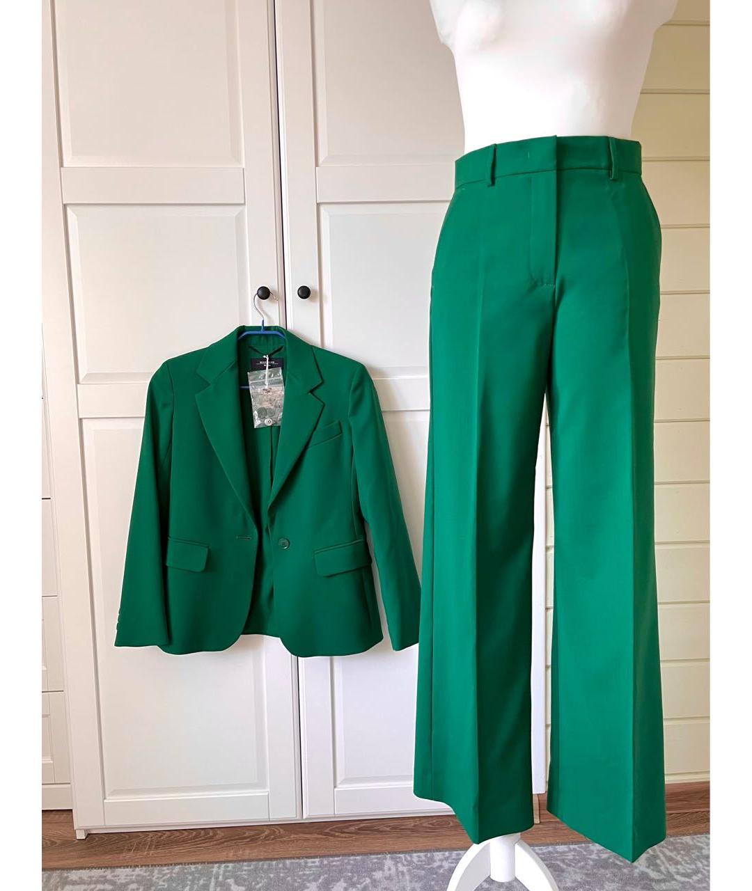 WEEKEND MAX MARA Зеленый шерстяной костюм с брюками, фото 9