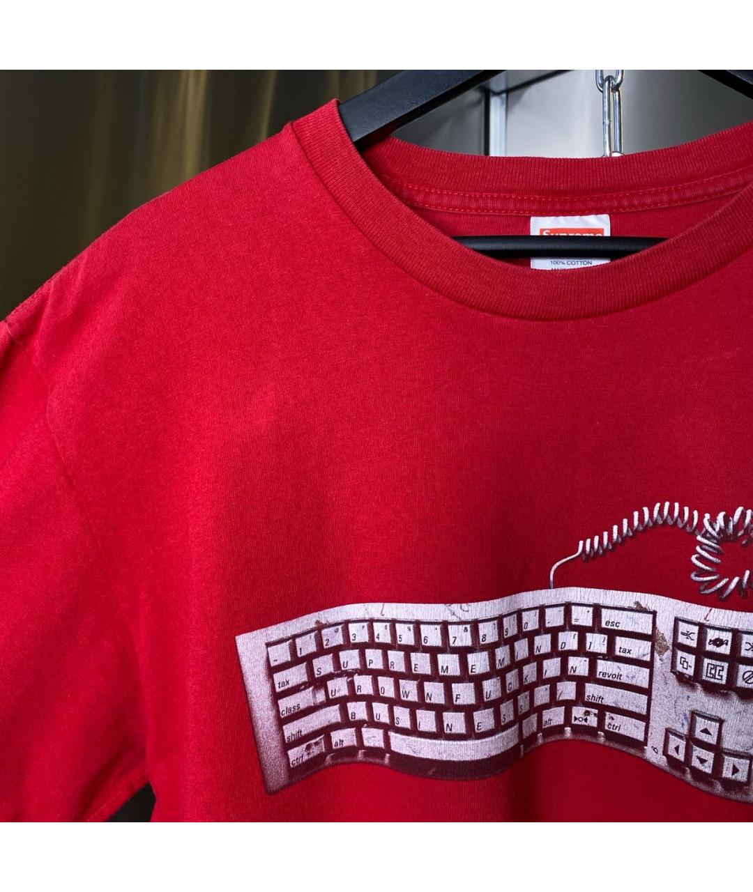 SUPREME Красная хлопковая футболка, фото 8