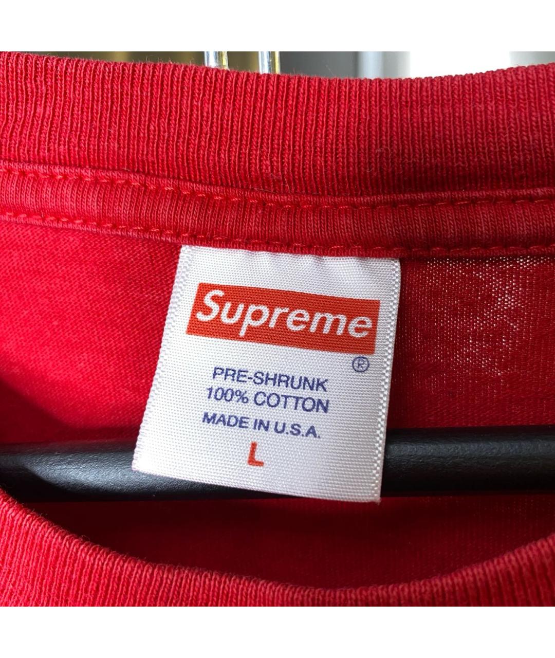 SUPREME Красная хлопковая футболка, фото 5