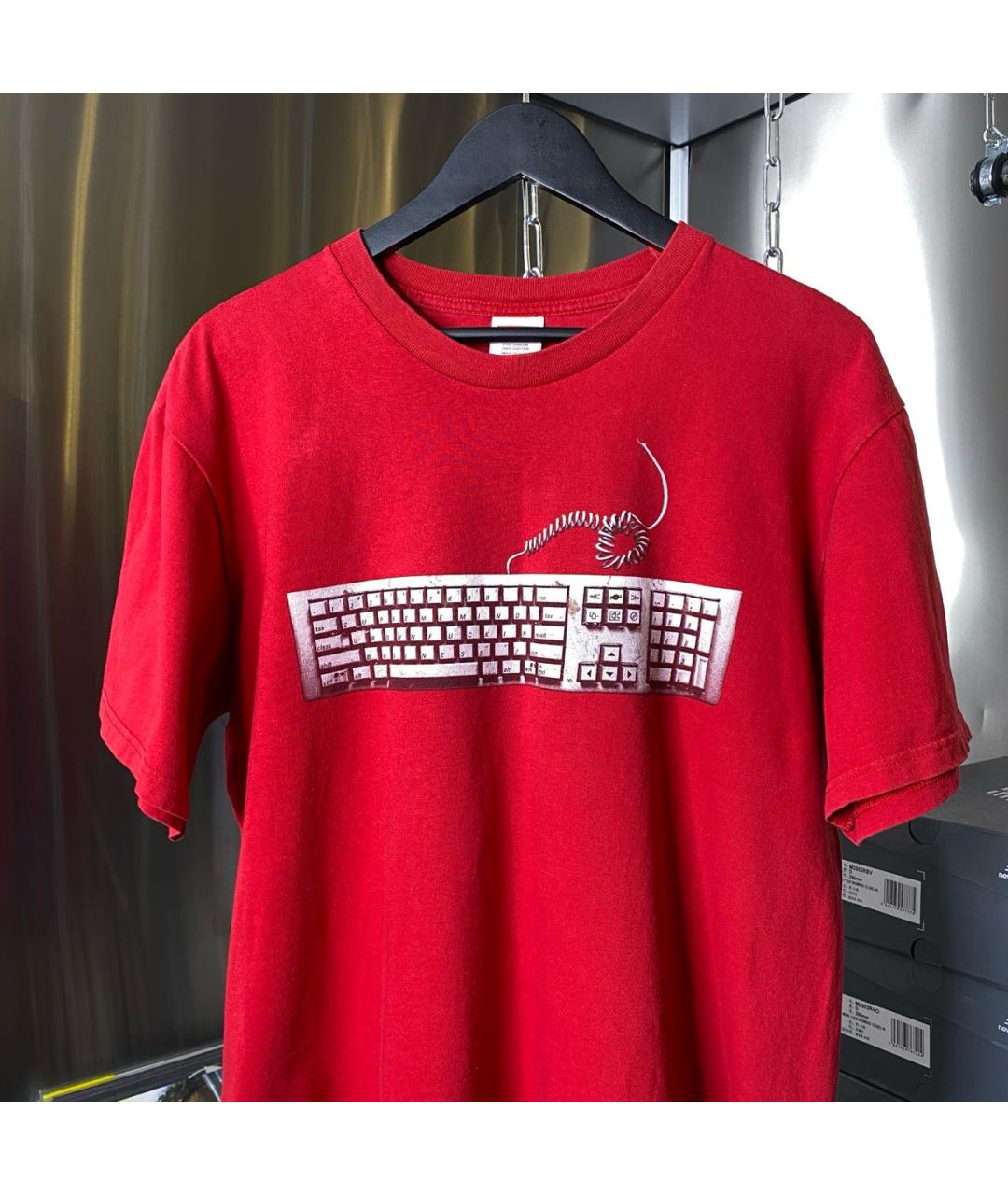 SUPREME Красная хлопковая футболка, фото 2