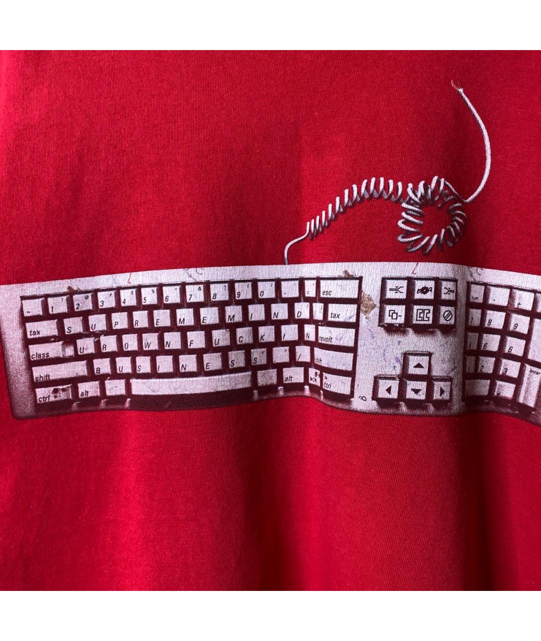 SUPREME Красная хлопковая футболка, фото 4
