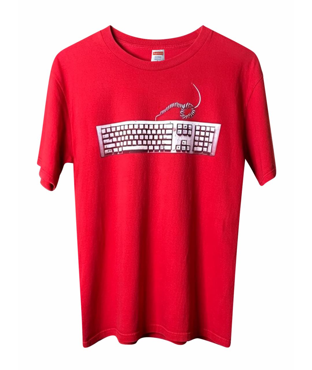 SUPREME Красная хлопковая футболка, фото 1