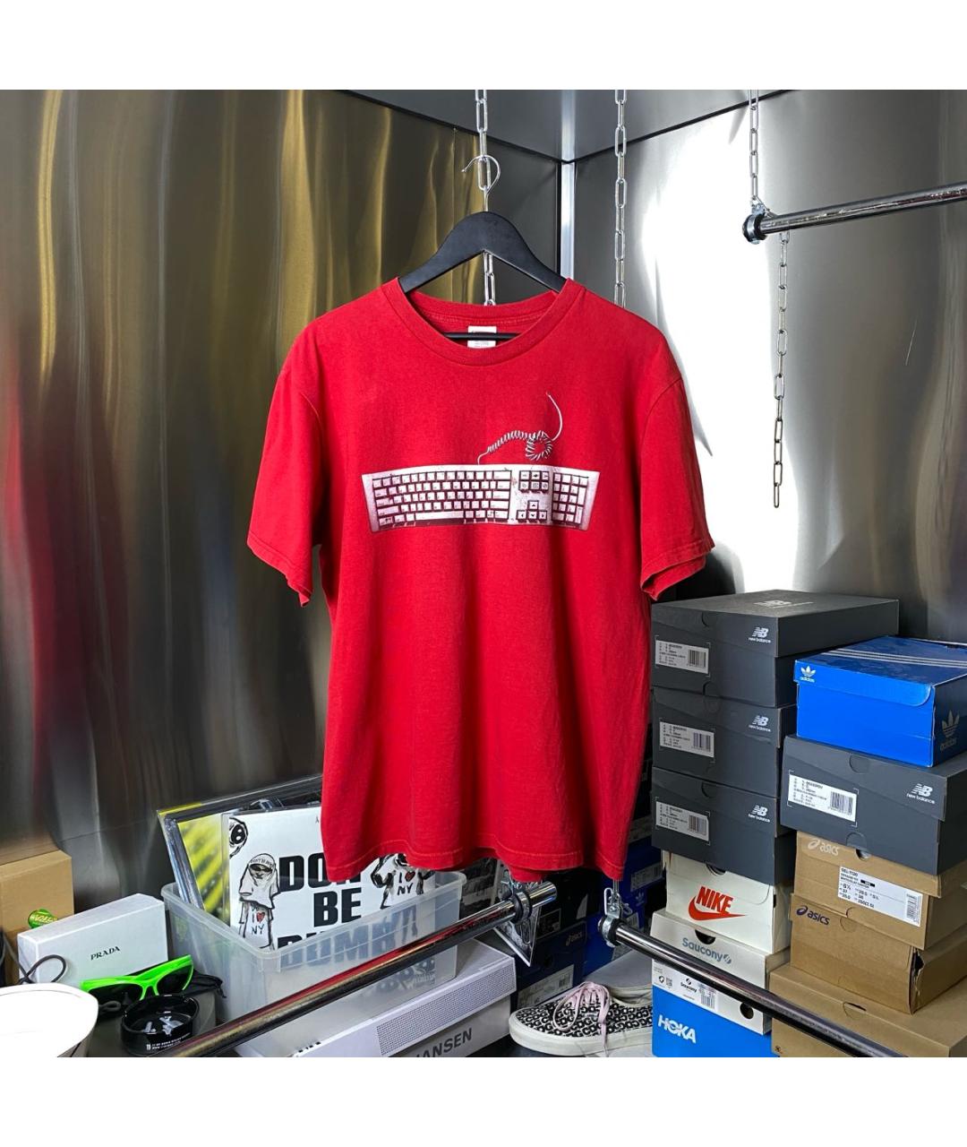 SUPREME Красная хлопковая футболка, фото 9