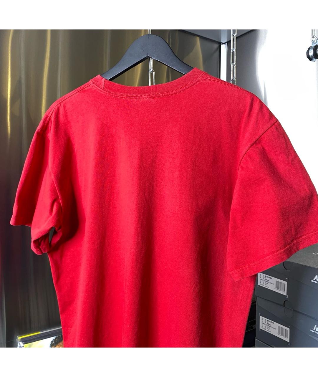 SUPREME Красная хлопковая футболка, фото 3