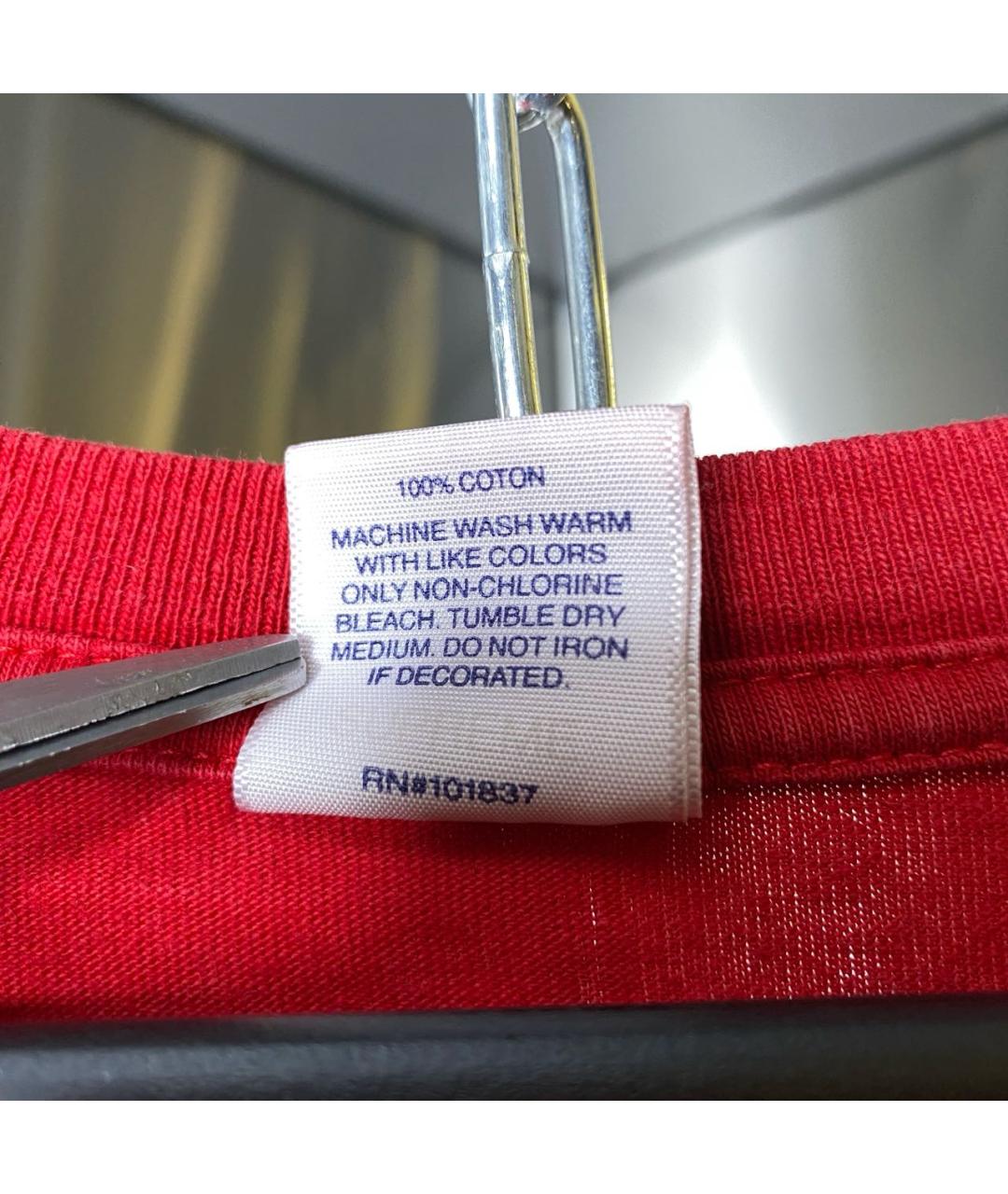 SUPREME Красная хлопковая футболка, фото 6