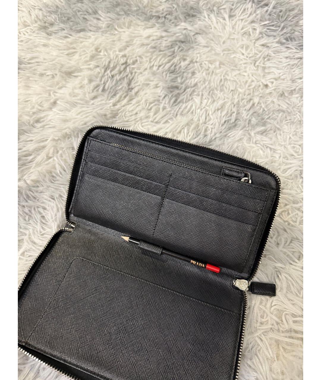 PRADA Черный кожаный кошелек, фото 3