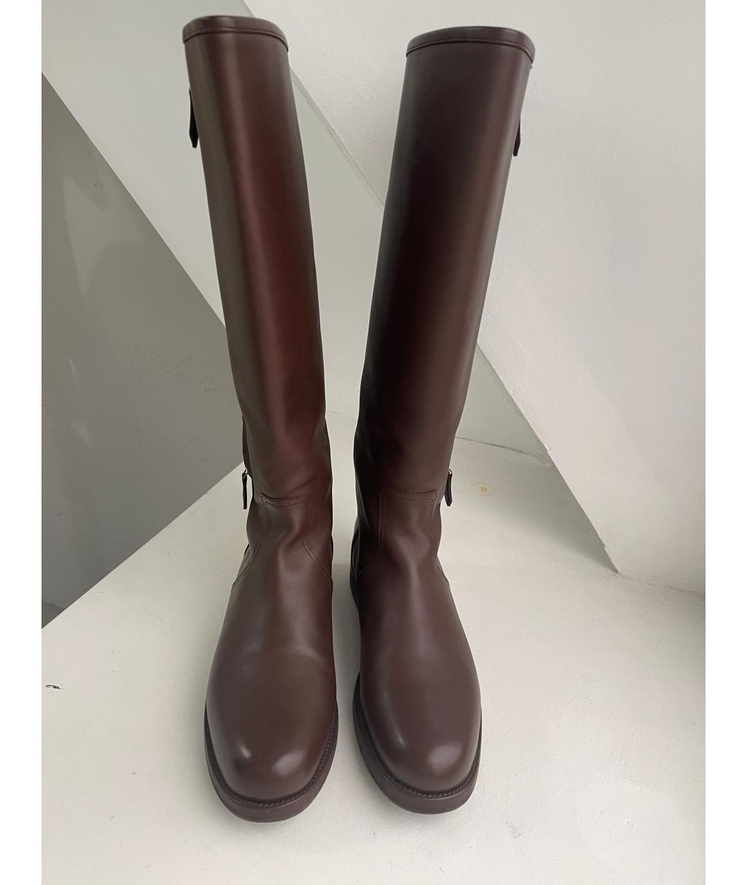 HERMES Коричневые кожаные сапоги, фото 2