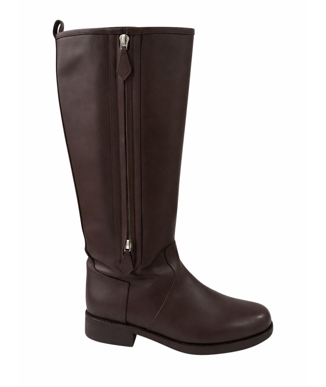 HERMES Коричневые кожаные сапоги, фото 1