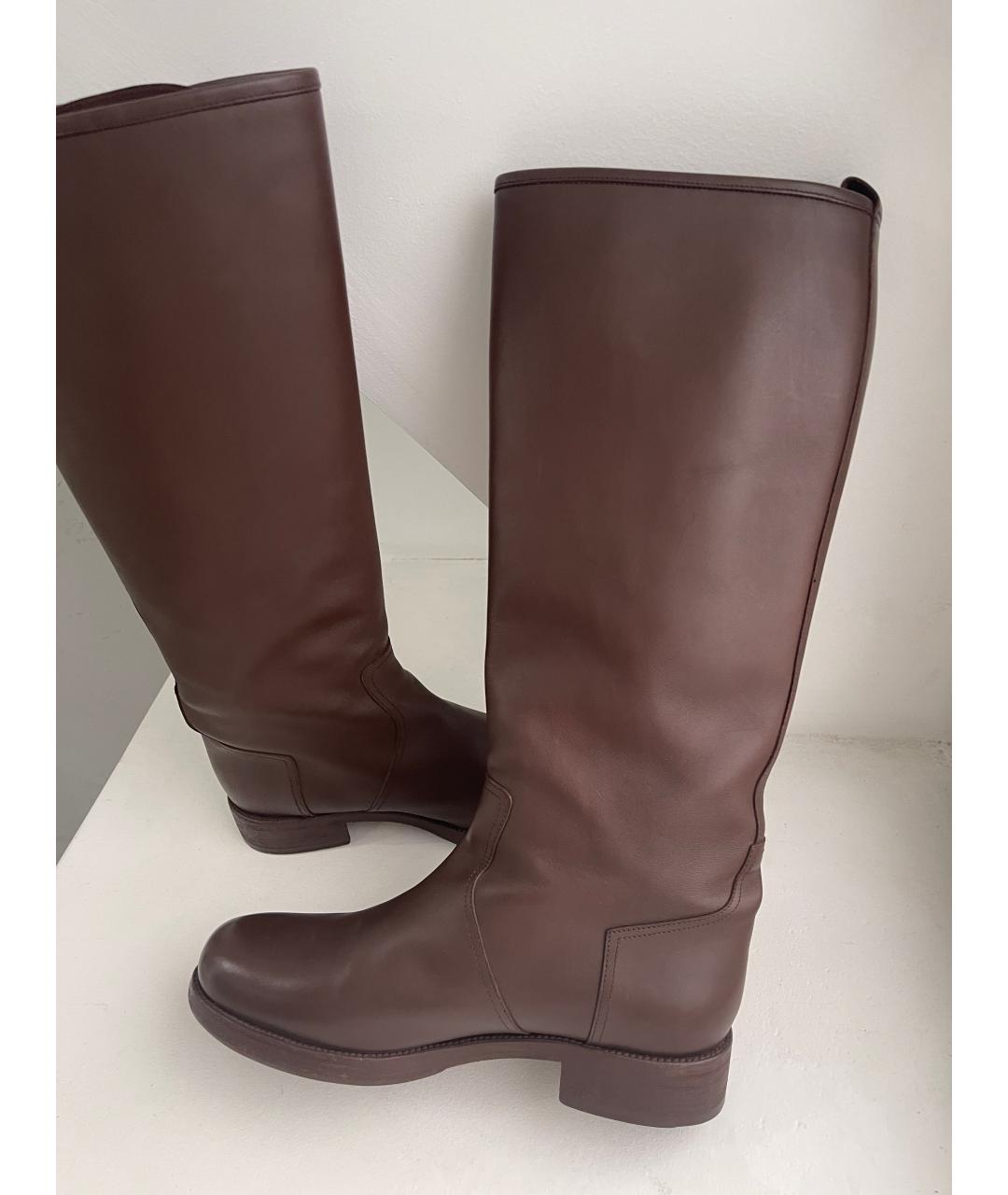 HERMES Коричневые кожаные сапоги, фото 3