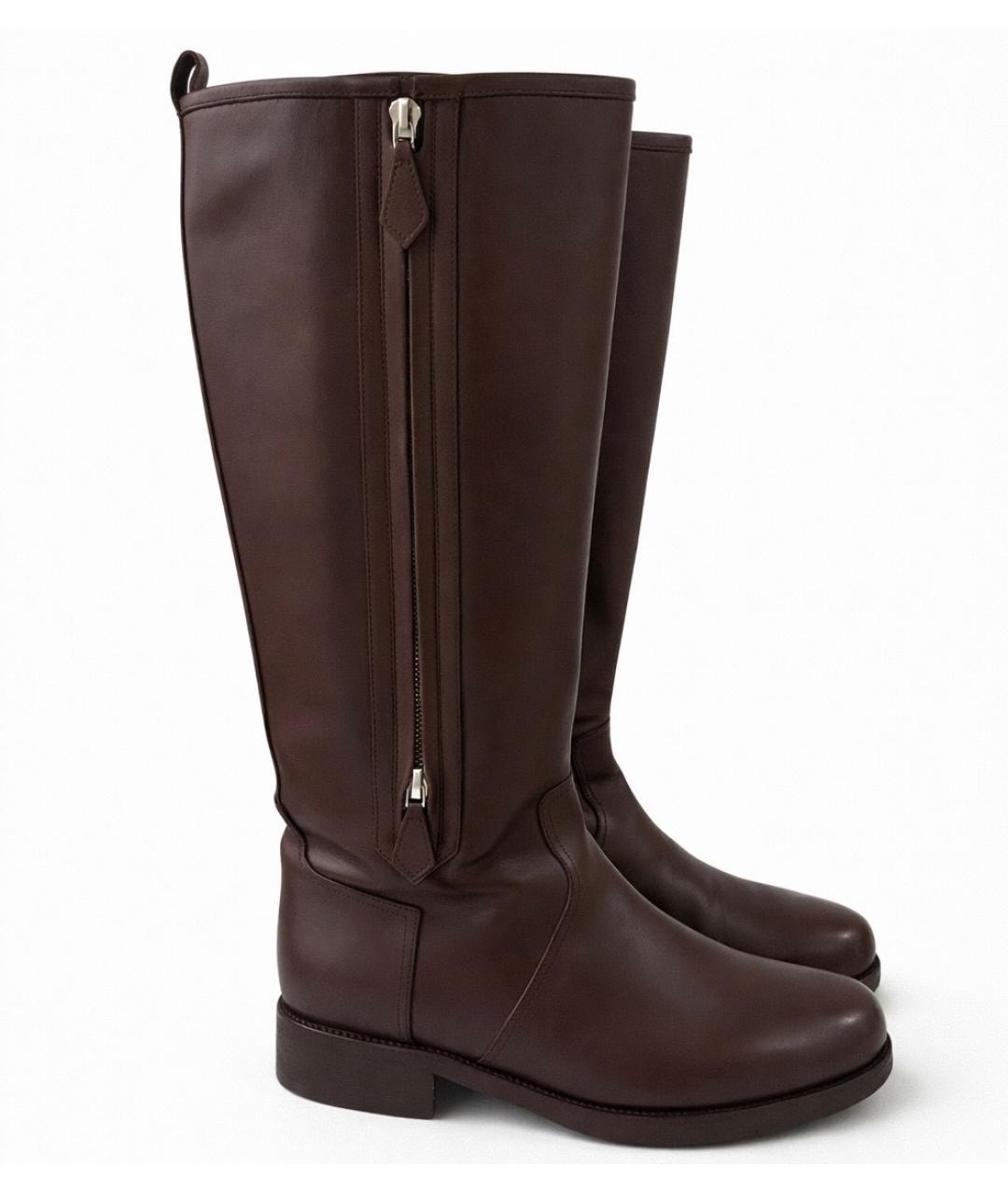 HERMES Коричневые кожаные сапоги, фото 7