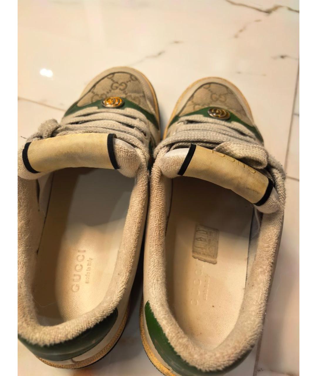 GUCCI Бежевые кожаные кроссовки, фото 3