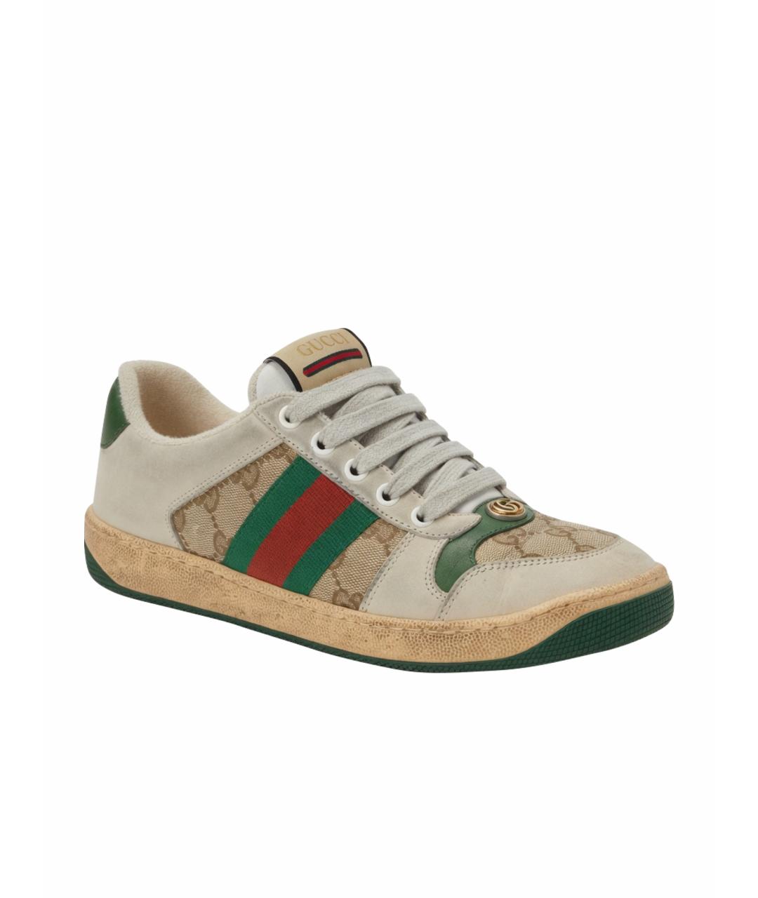 GUCCI Бежевые кожаные кроссовки, фото 1