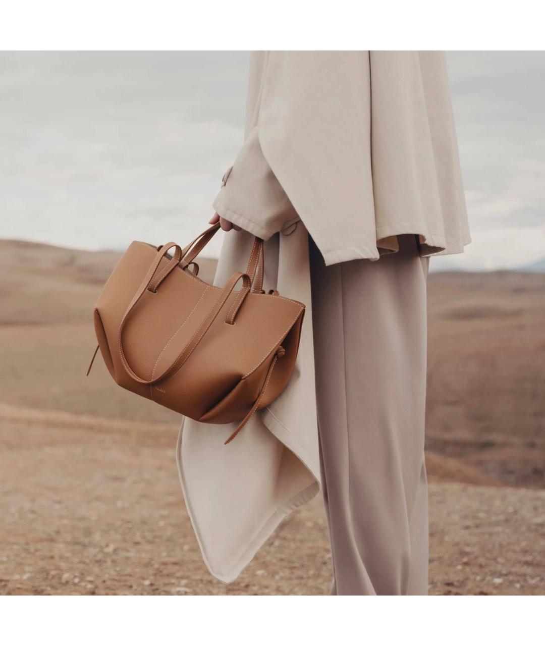 POLENE Коричневая кожаная сумка через плечо, фото 3