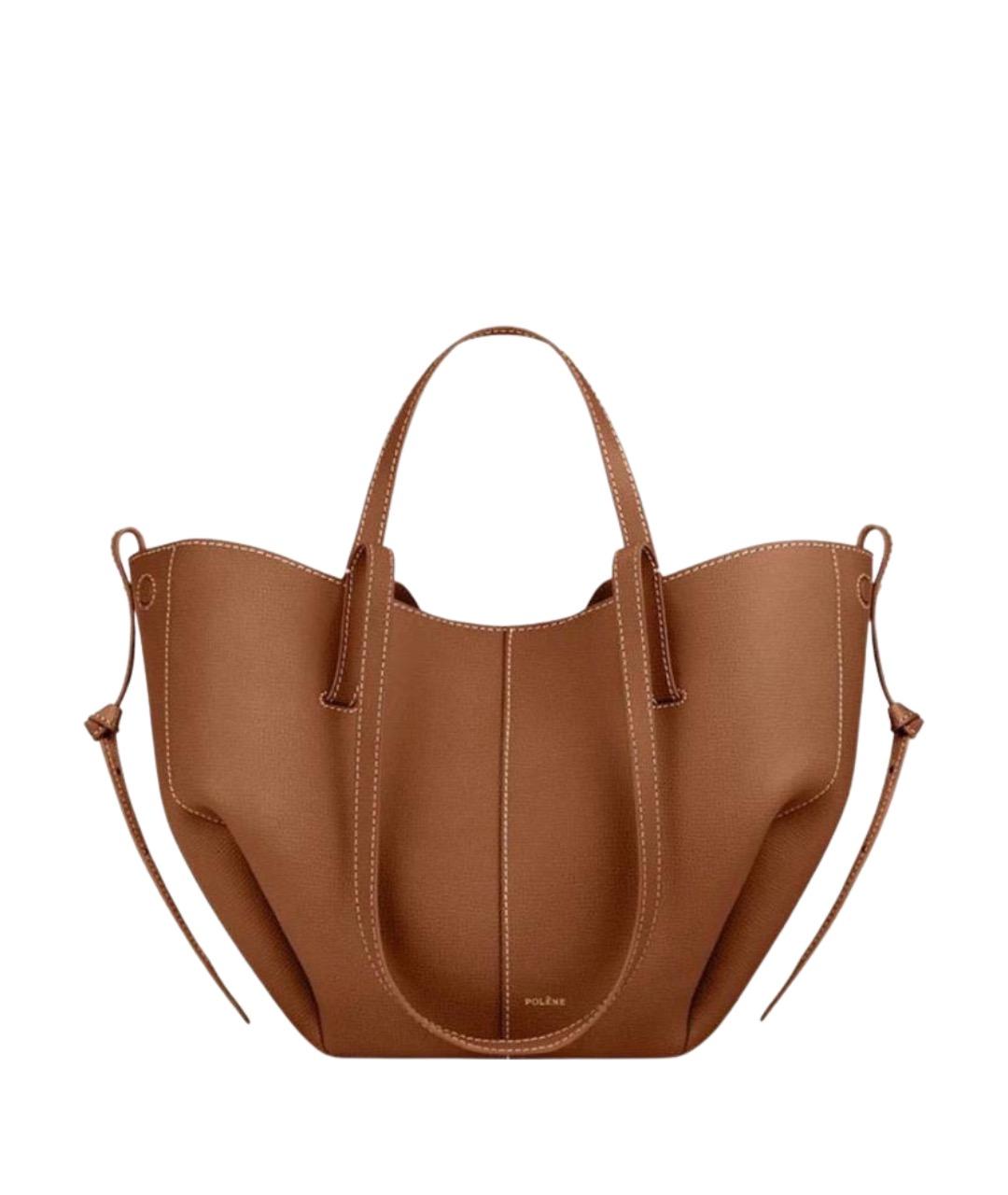 POLENE Коричневая кожаная сумка через плечо, фото 1