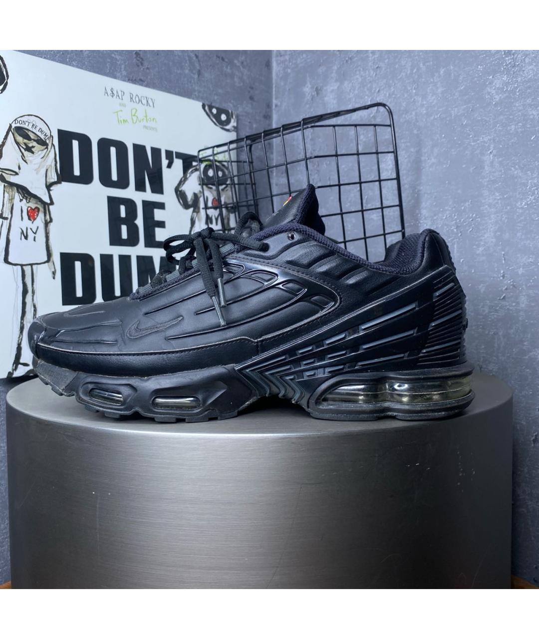 NIKE Черные низкие кроссовки / кеды из искусственной кожи, фото 2