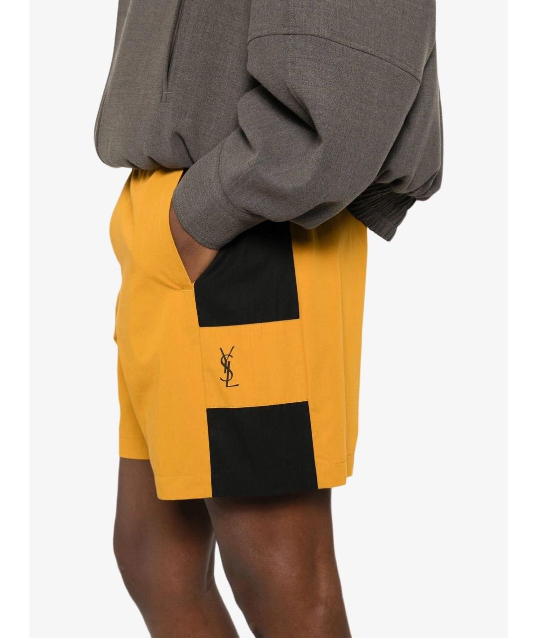 SAINT LAURENT Желтые хлопковые шорты, фото 5
